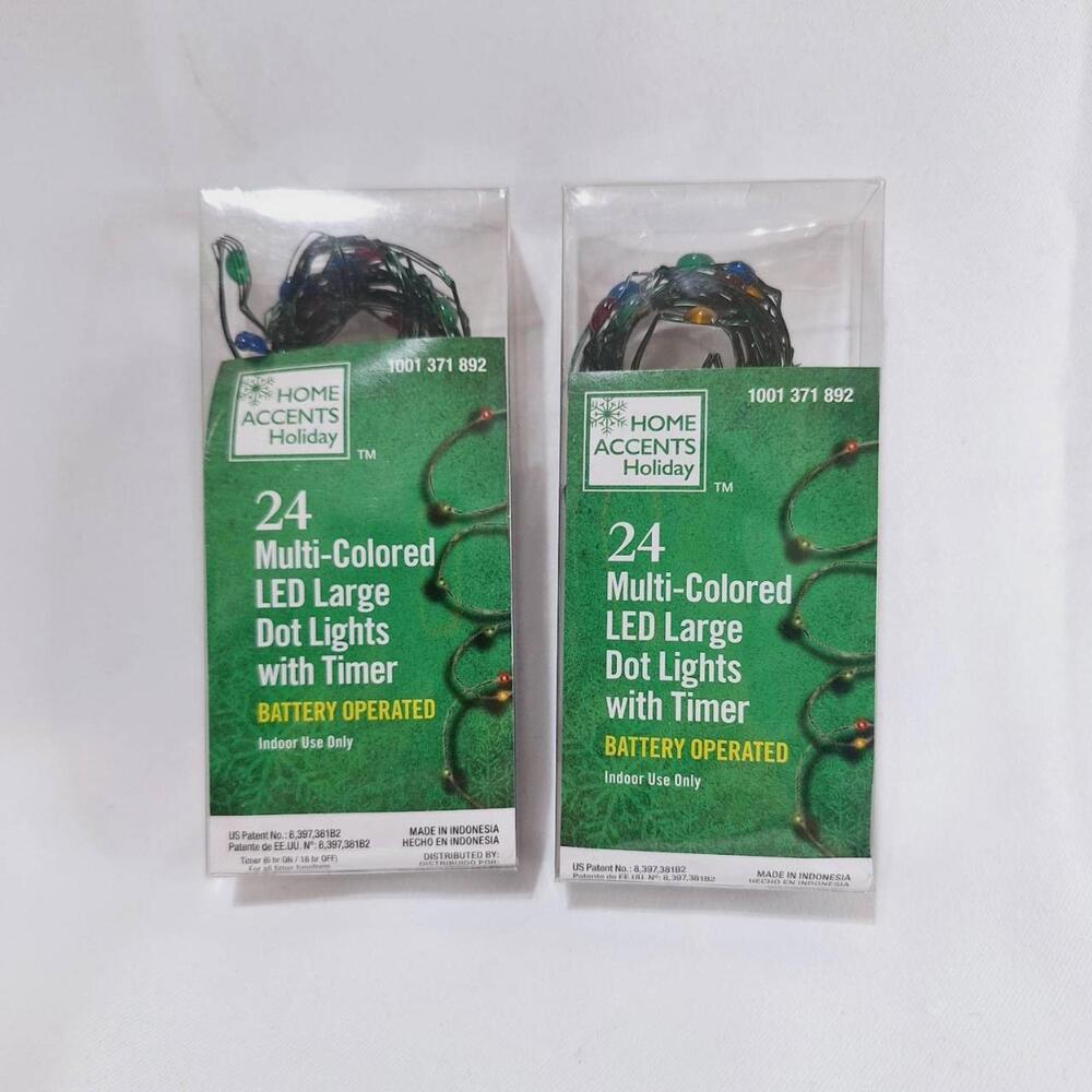 Home Accents 24 Multicolor Led Dot Lights 8 Ft Halloween Christmas Timer‎ 2 Pk